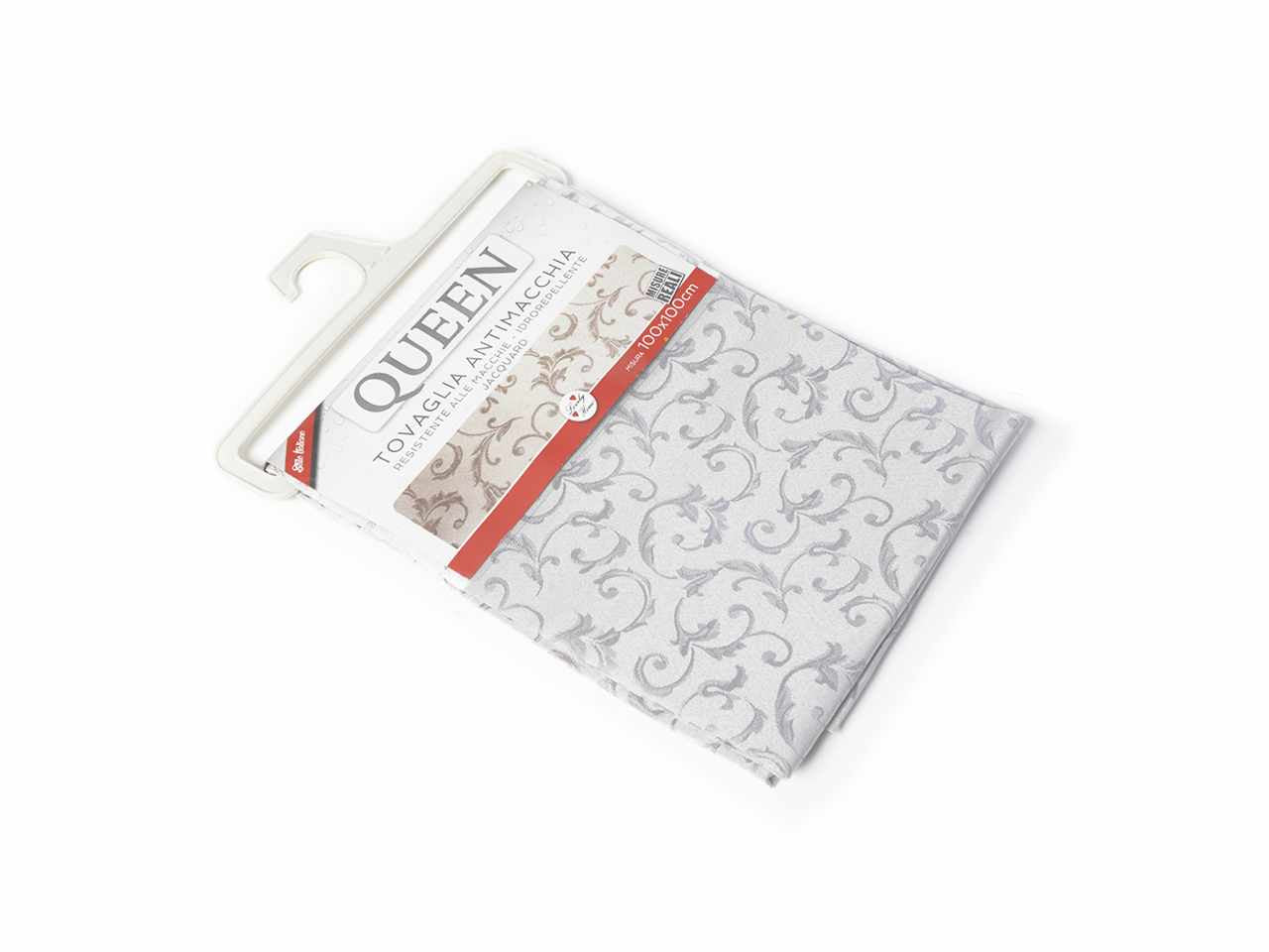 Centrotavola antimacchia jacquard queen 100x100cm grigio