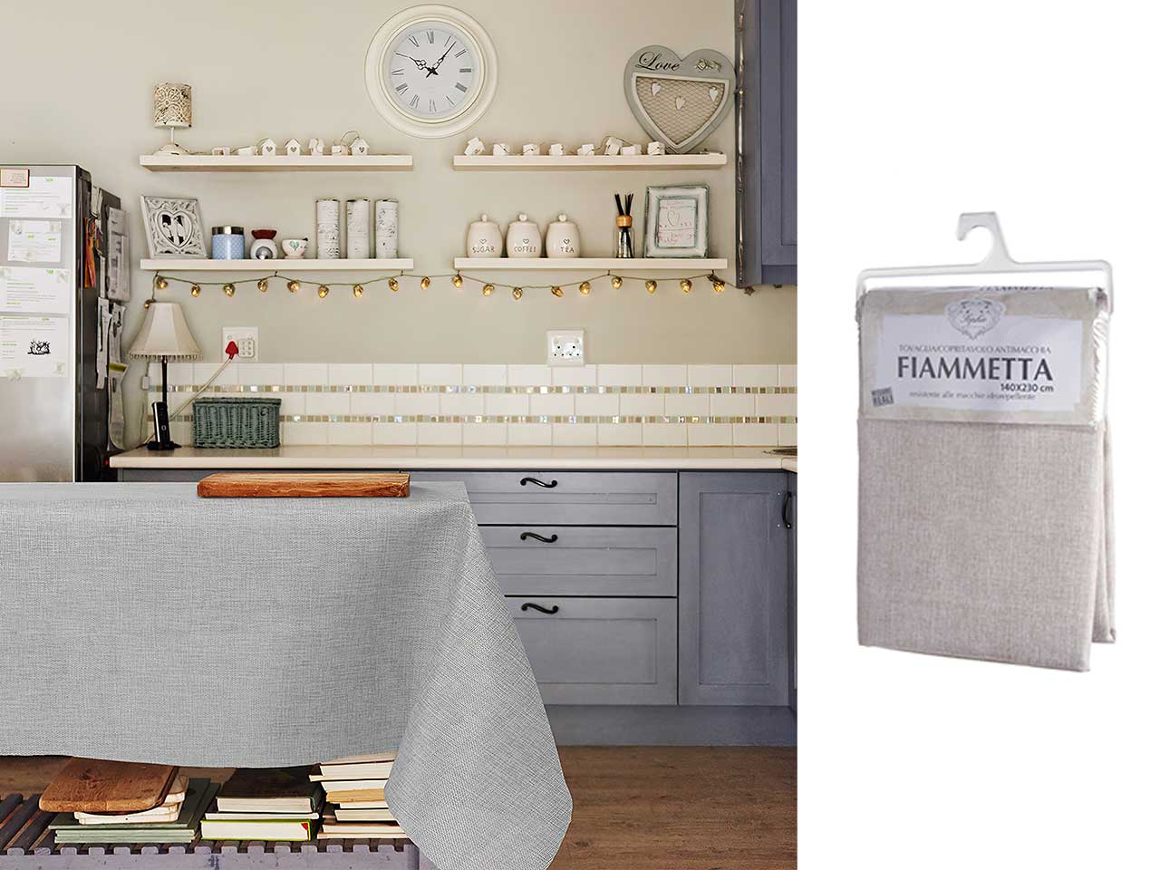 Tovaglia antimacchia fiammetta 140x180cm grigio