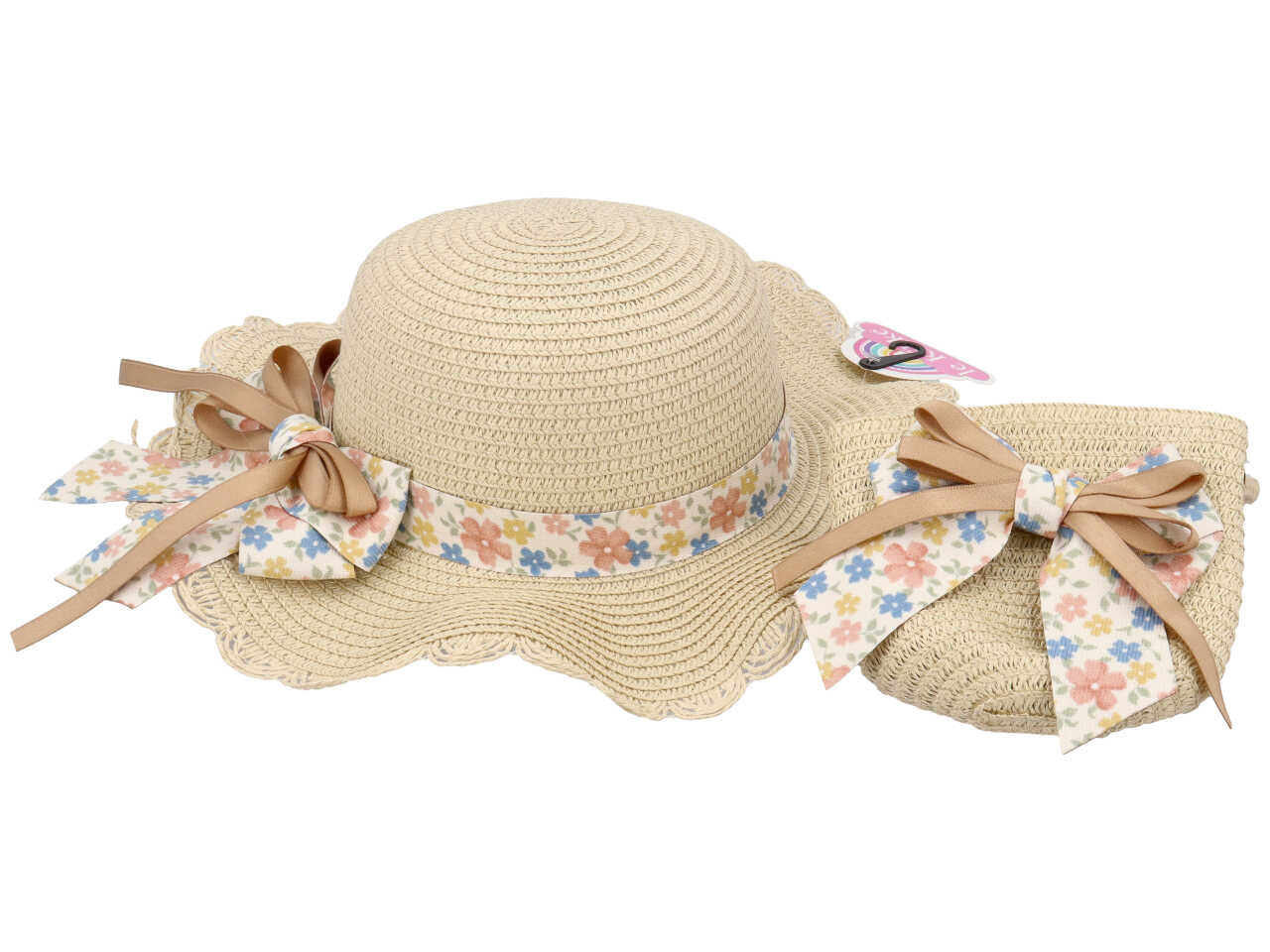 Borsetta e cappellino in paglia per bambina, colori assortiti - Le Kikke