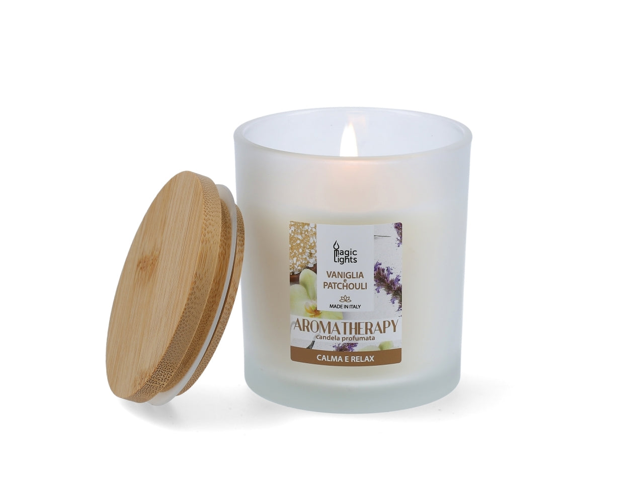Candela aromaterapia 170 gr con tappo legno vaniglia speziata