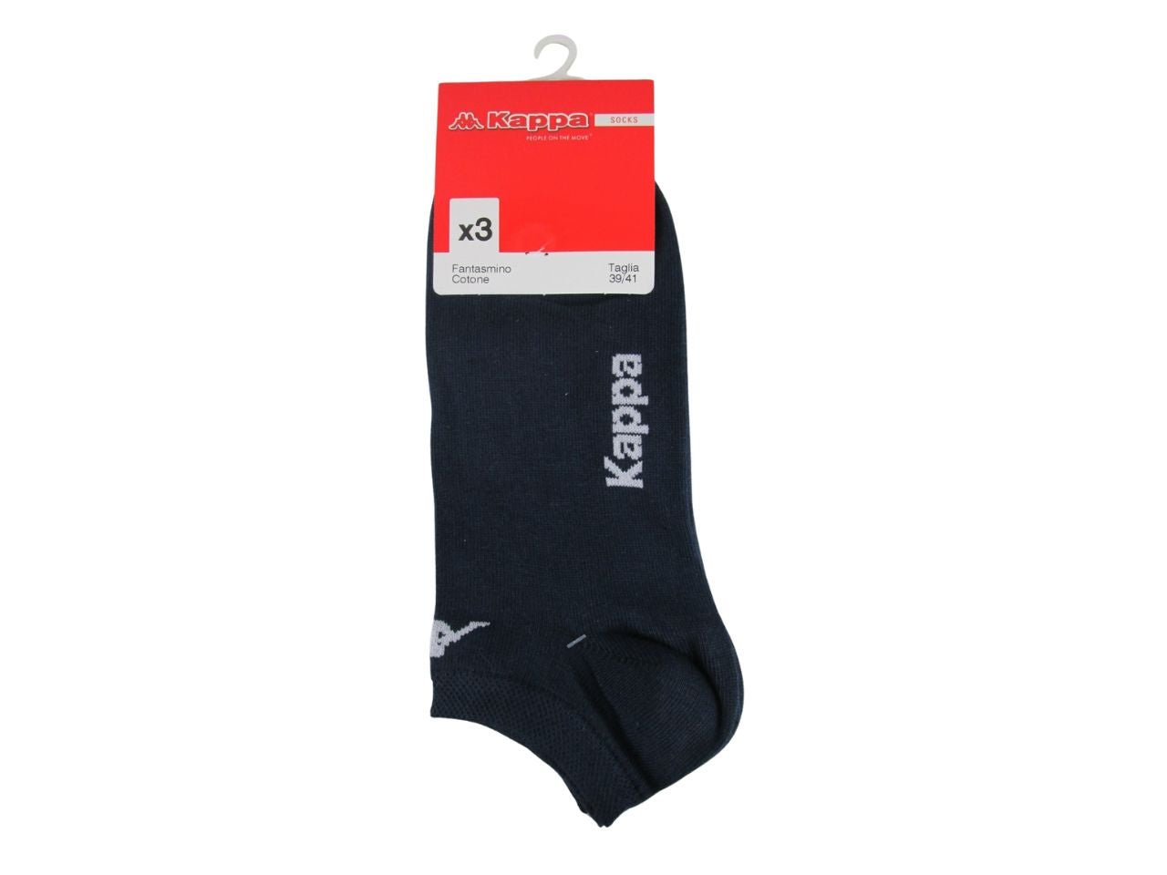 Calze fantasmino adulto Kappa in misto cotone blu, 3 paia taglia 39/41