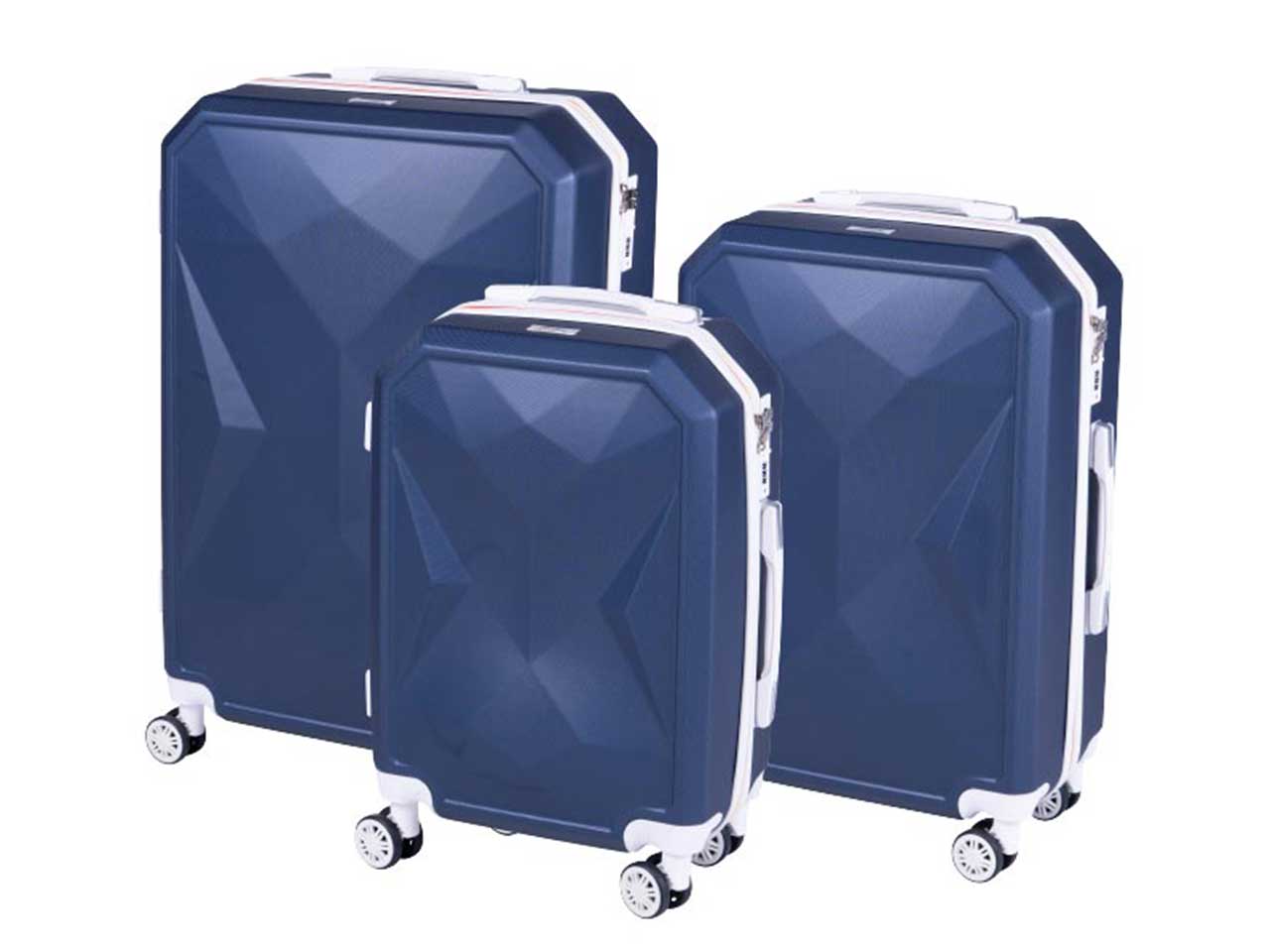 Trolley toledo colore blu e bianco set da 3 pezzi