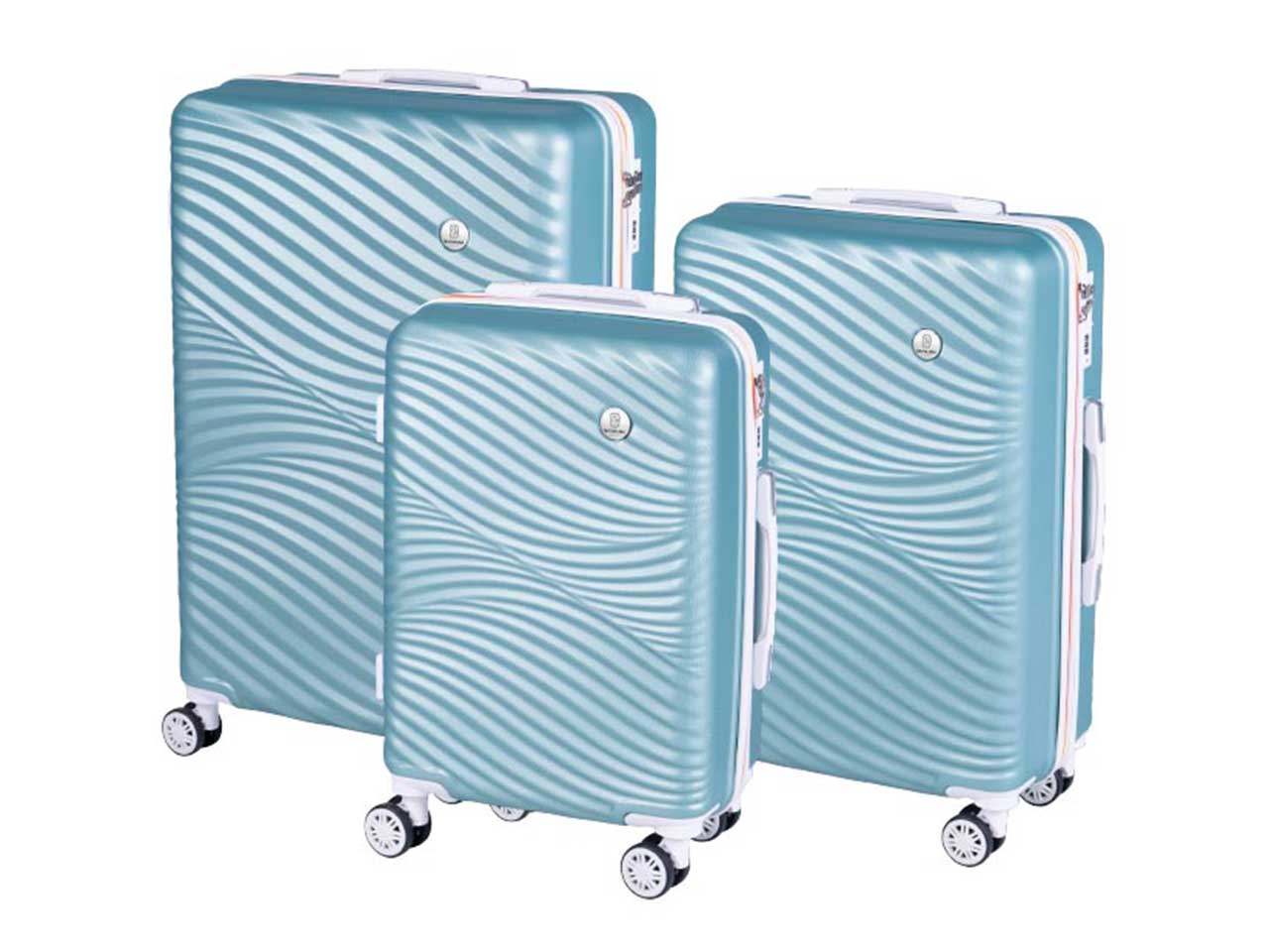 Trolley baia acqua colore verde e bianco set da 3 pezzi