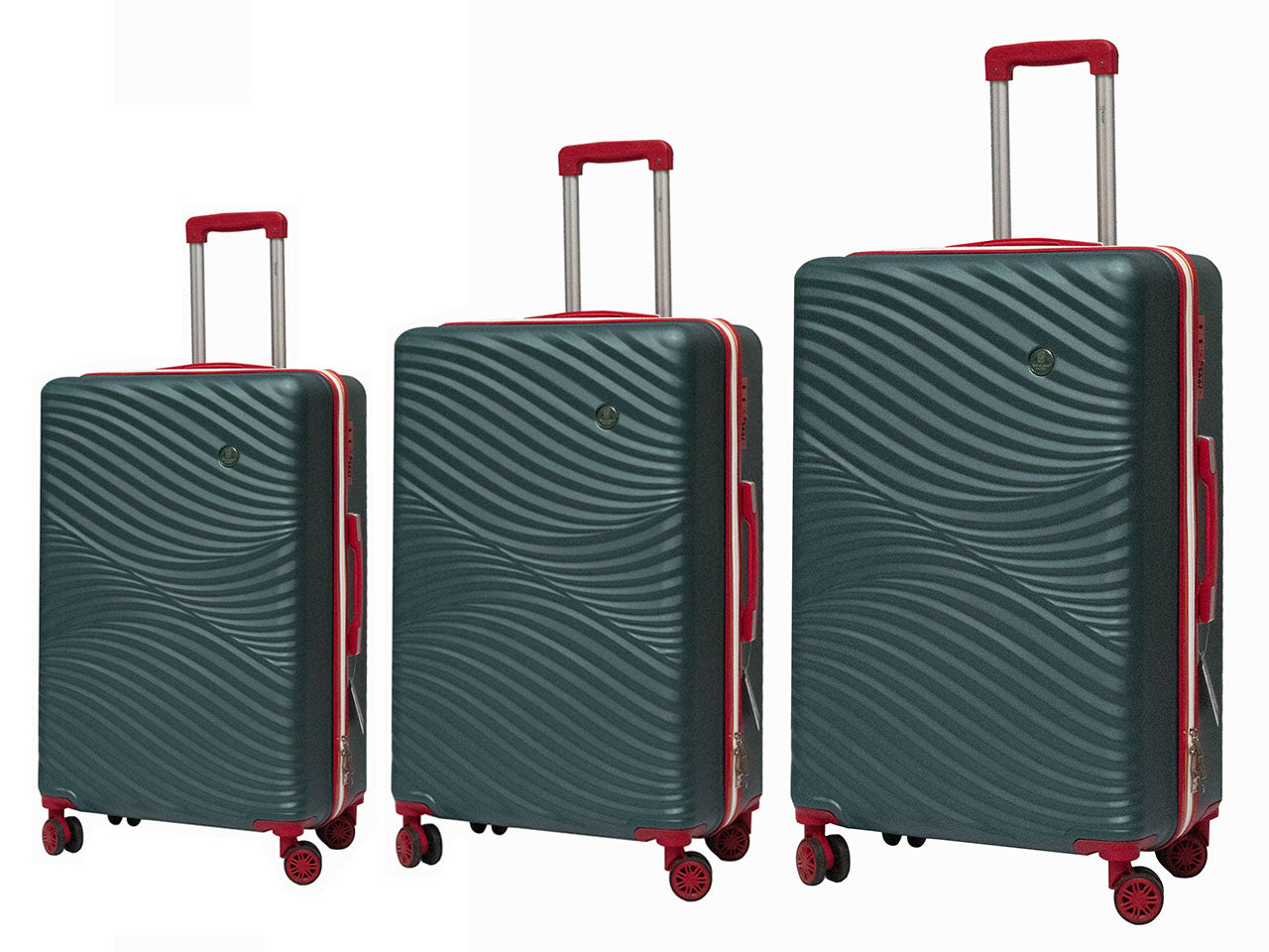 Trolley baia colore verde e rosso set da 3 pezzi