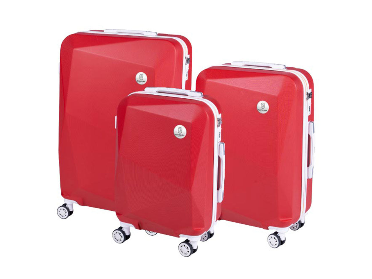 Trolley style colore rosso e bianco set da 3 pezzi