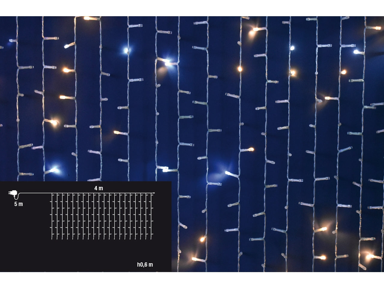 Tenda di luci da 900 led flash per uso esterno 4x0,6mt - bianco caldo connect