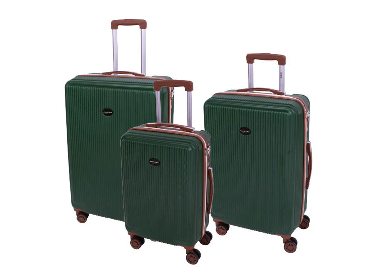 Trolley diplomatico colore verde set da 3 pezzi