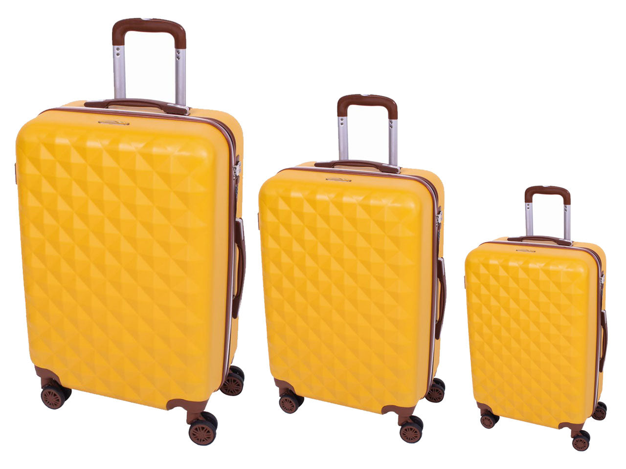 Set trolley giallo in abs, 3 valigie da 49x30x75 cm, 45x27x66 cm, 36x25x56 cm - Partenope
