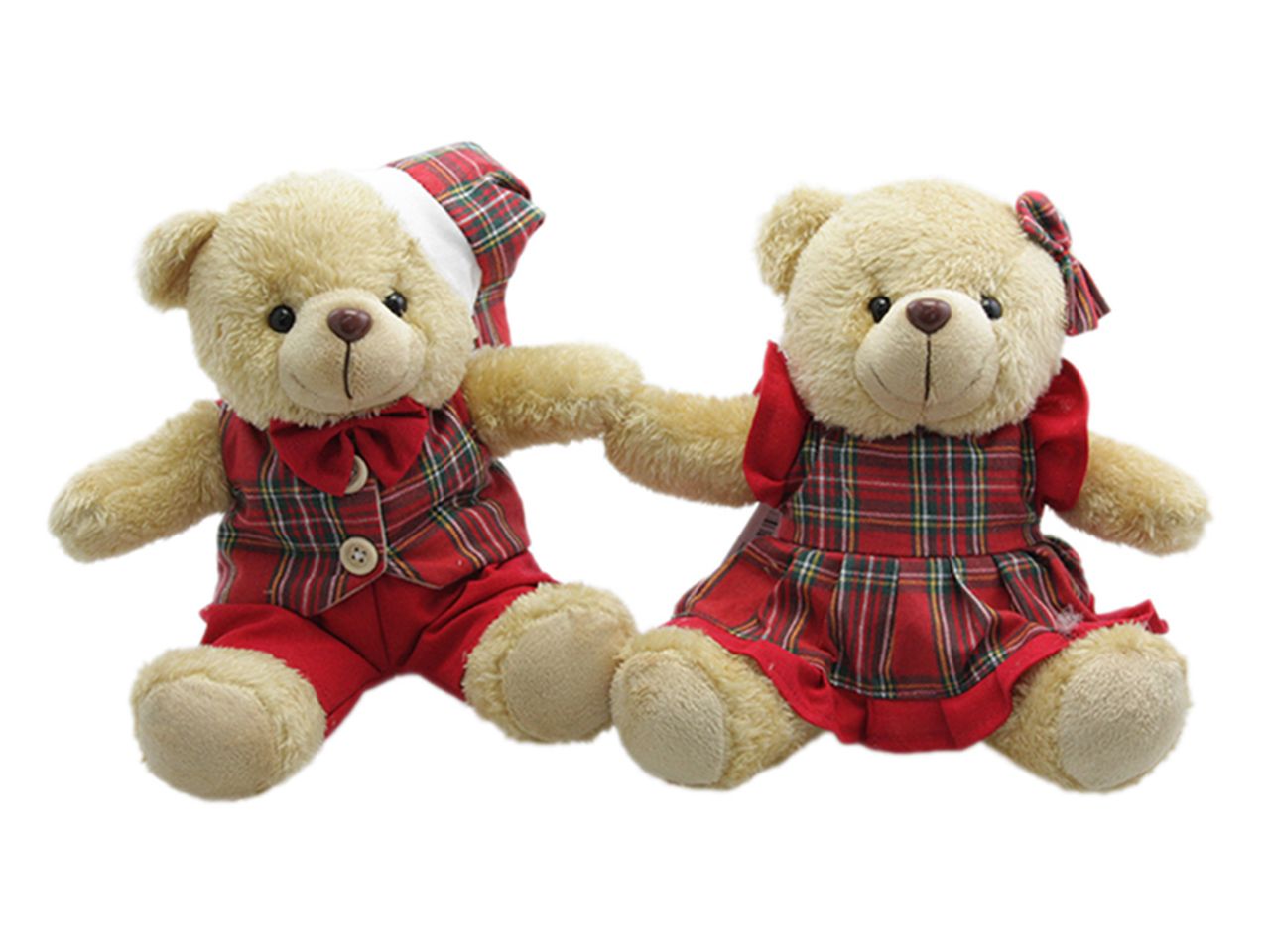 Orsetto seduto boy&girl misura 20cm colore scozzese e rosso