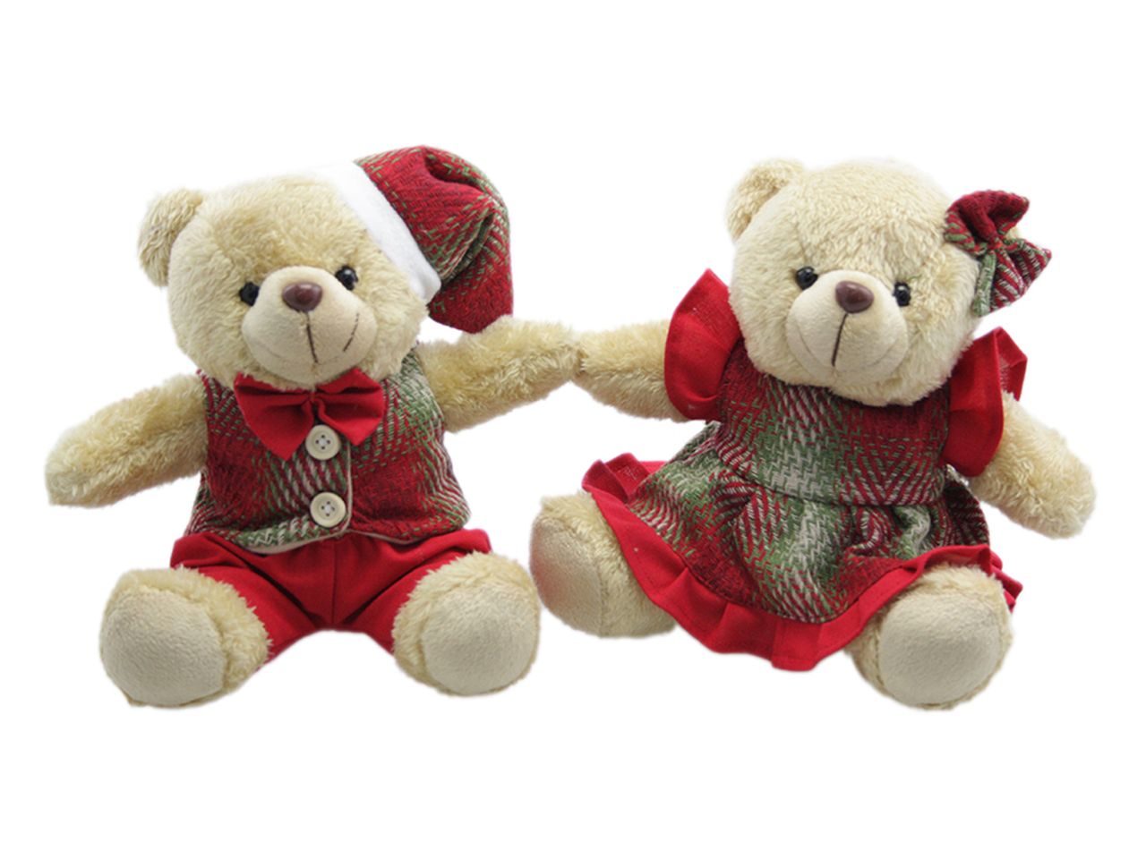 Orsetto seduto boy&girl misura 20cm colore scozzese e rosso