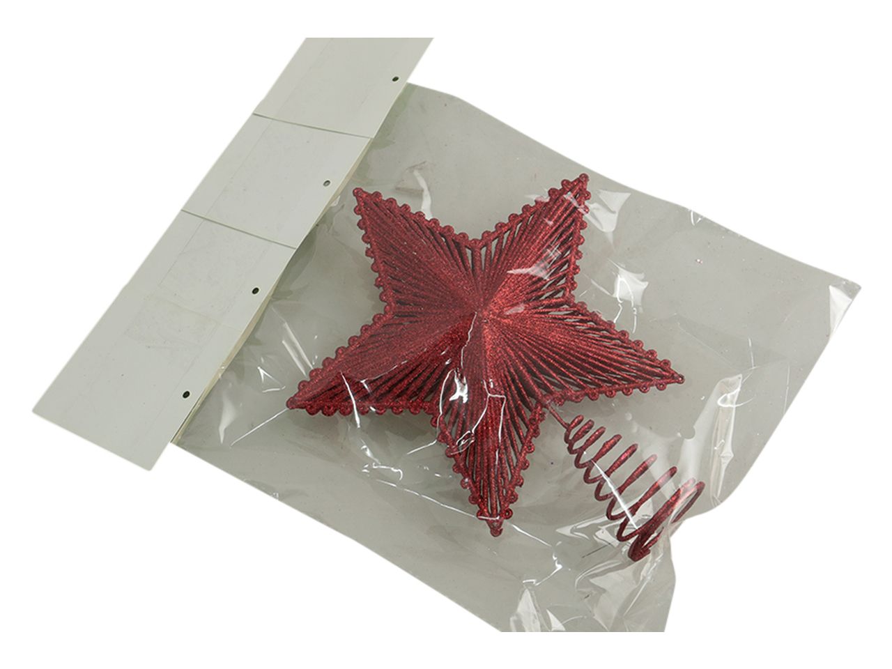 Puntale natalizio per albero a forma di stella misura 20cm colore rosso
