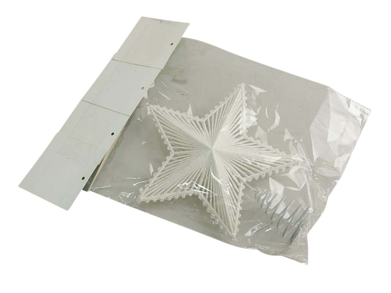 Puntale natalizio per albero a forma di stella misura 20cm colore bianco