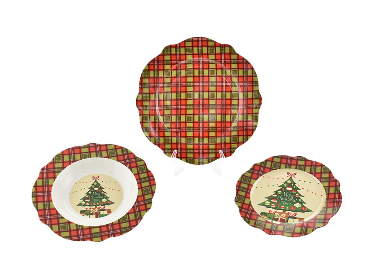 Servizio di piatti bonechina decorazioni natalizie - la confezione comprende 18 piatti