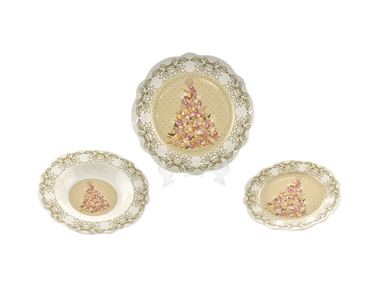 Servizio di piatti bonechina decorazioni natalizie - la confezione comprende 18 piatti