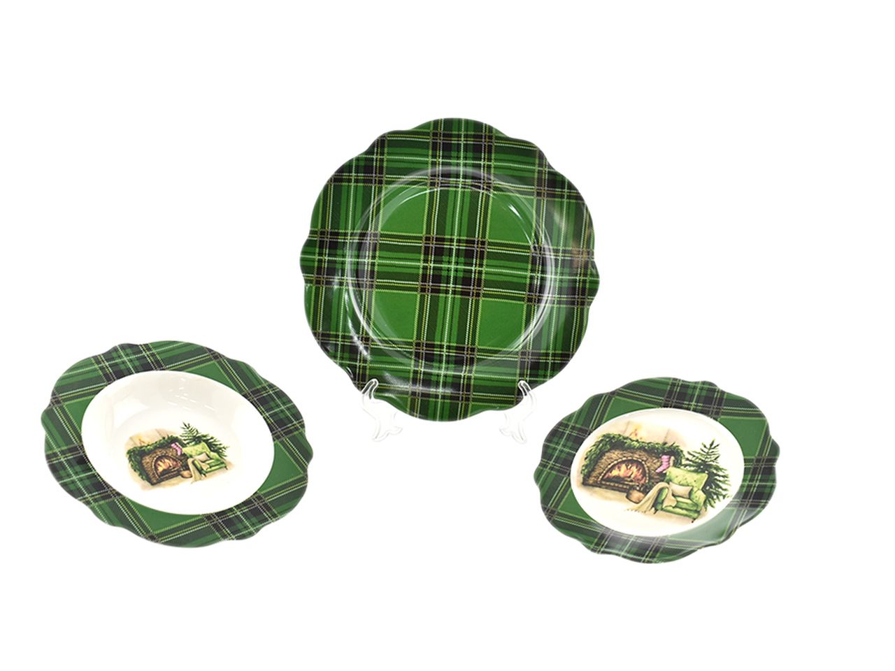 Servizio di piatti bonechina decorazioni natalizie - la confezione comprende 18 piatti