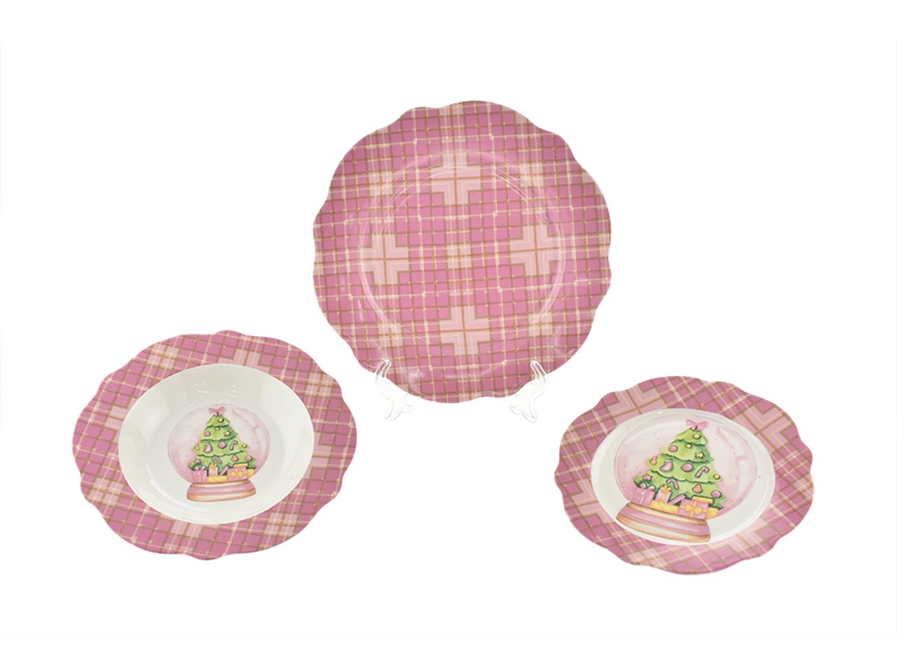 Servizio di piatti bonechina decorazioni natalizie - la confezione comprende 18 piatti