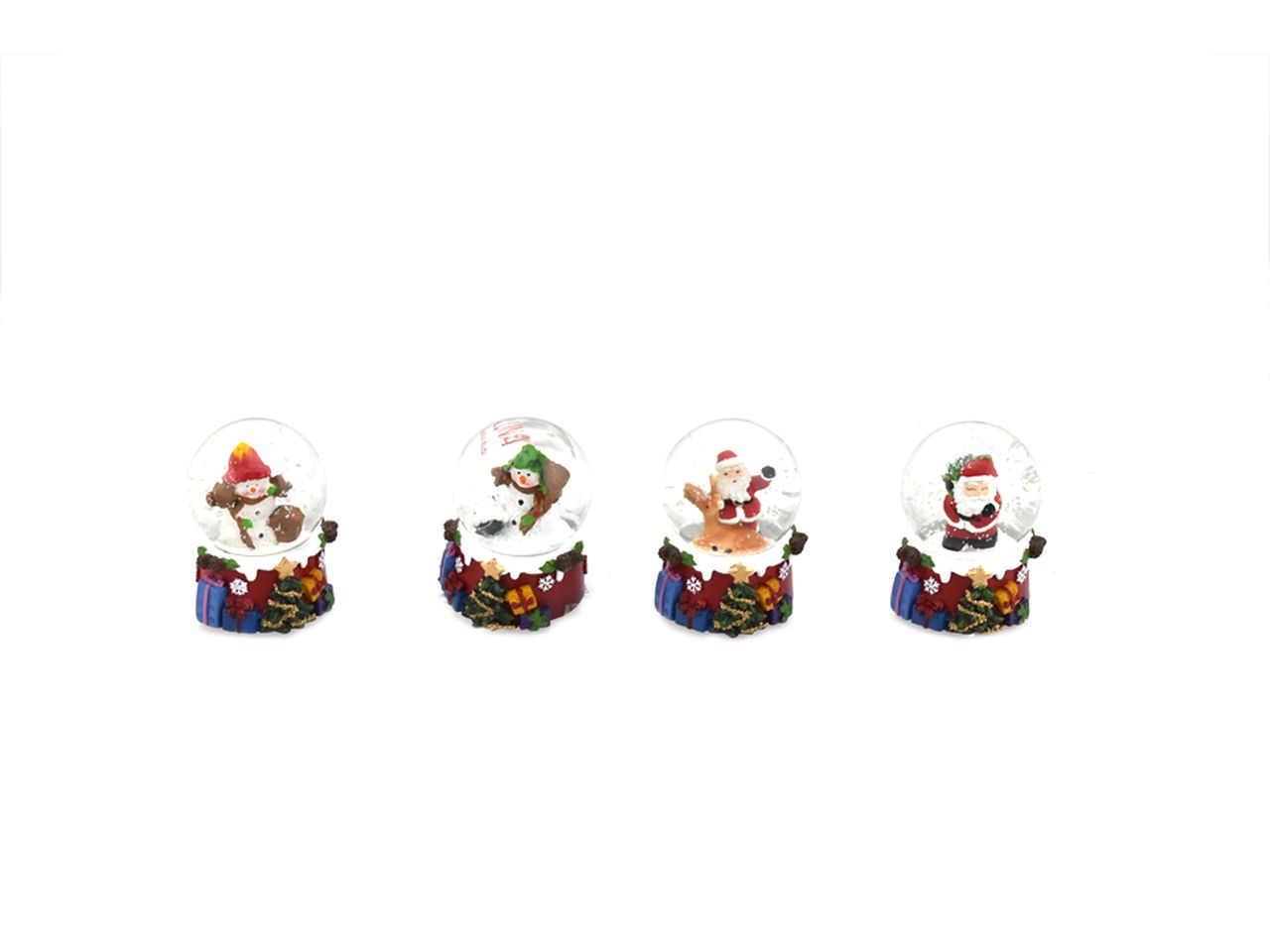 Globo di neve in vetro misura 4.5x4.5x6cm in 4 assortimenti