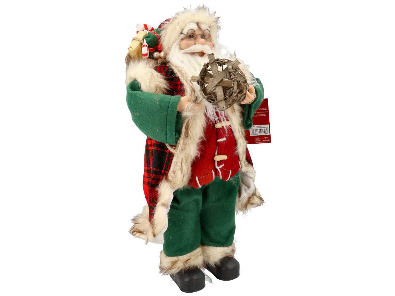 Babbo natale con vestito rosso e verde 60cm