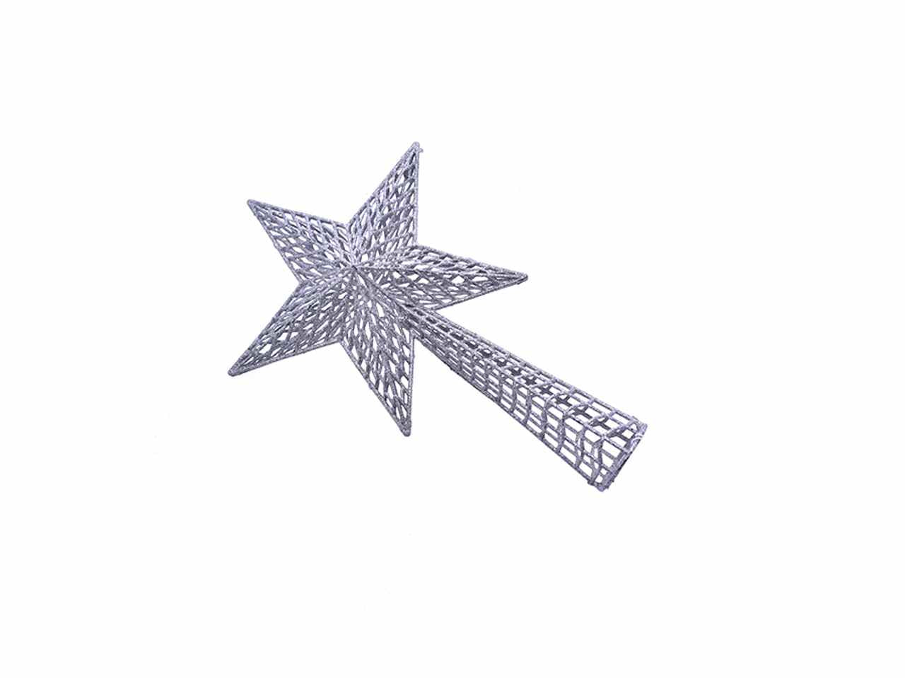 Puntale stella 25x36cm glitter argento