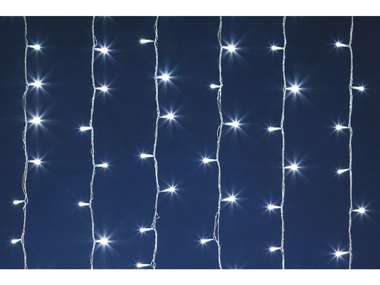 Tenda di luci natalizia a cascata con 96 led per uso esterno connect misura 3x1,2mt colore bianco