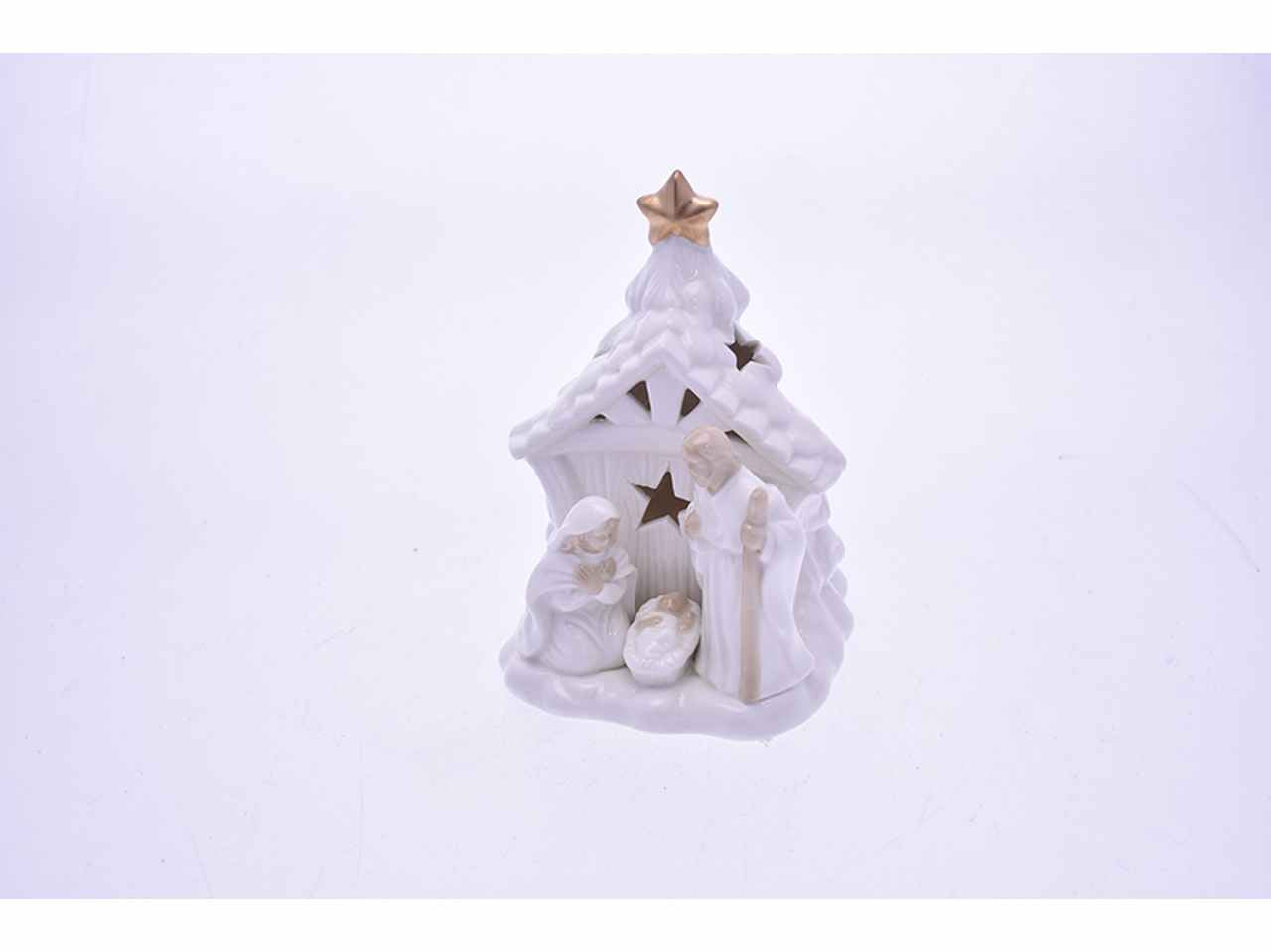 Nativita' con led porcellana cm11,7x9,2x13,6 bianca