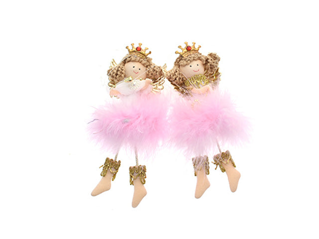 Pendente natalizio bambolina rosa 15cm