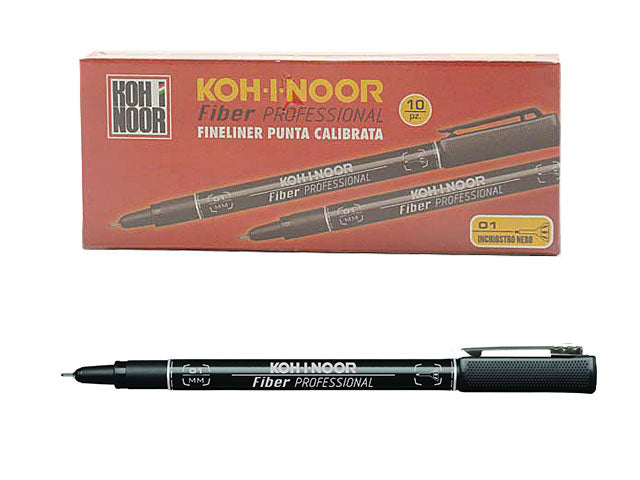 Penna Koh-I-Noor Profession Fiber, Calib0 1 riproducibile in eliografia nero 0,10 mm - la confezione comprende 10 penne
