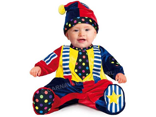 Costume piccolo clown superbaby taglia 6-9 mesi