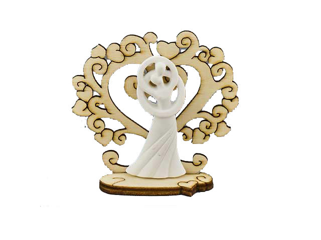 Albero cuori legno c/coppia sposi 12511
