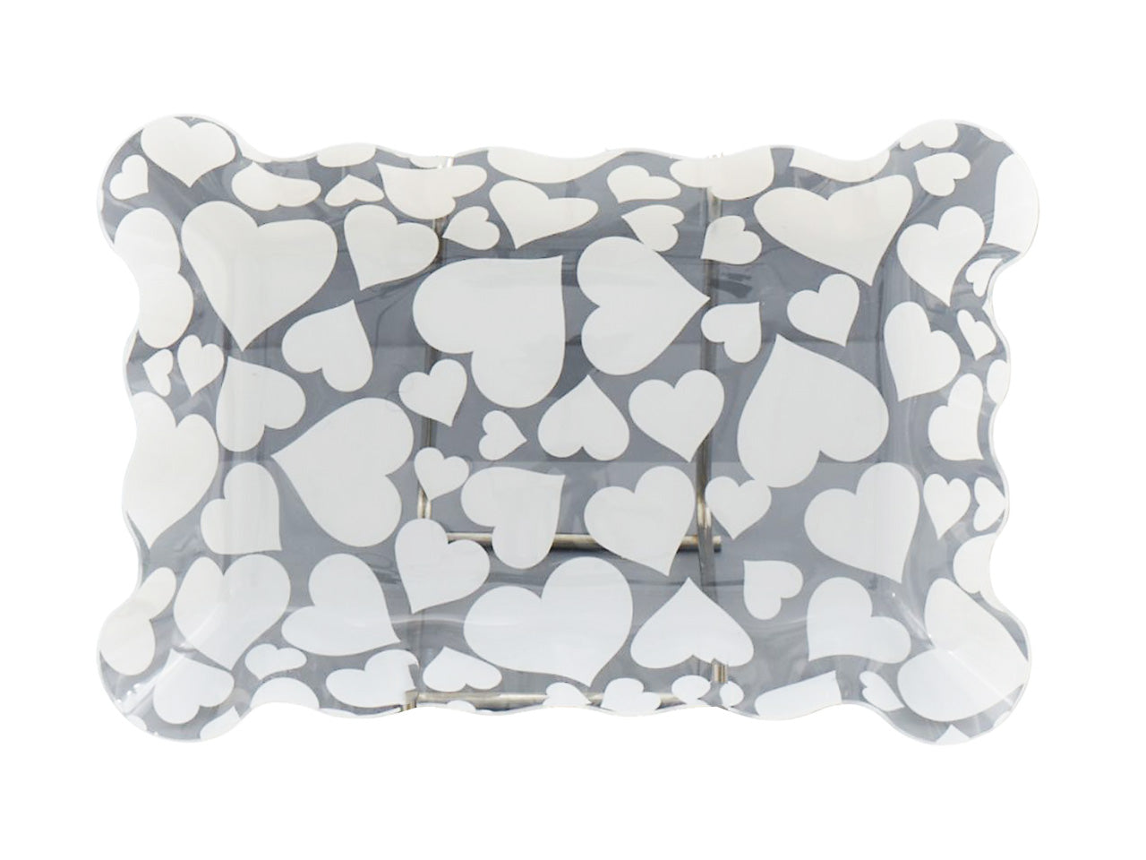 Linea cuori bianchi vassoio rettangolare 26,5x18x3,7cm