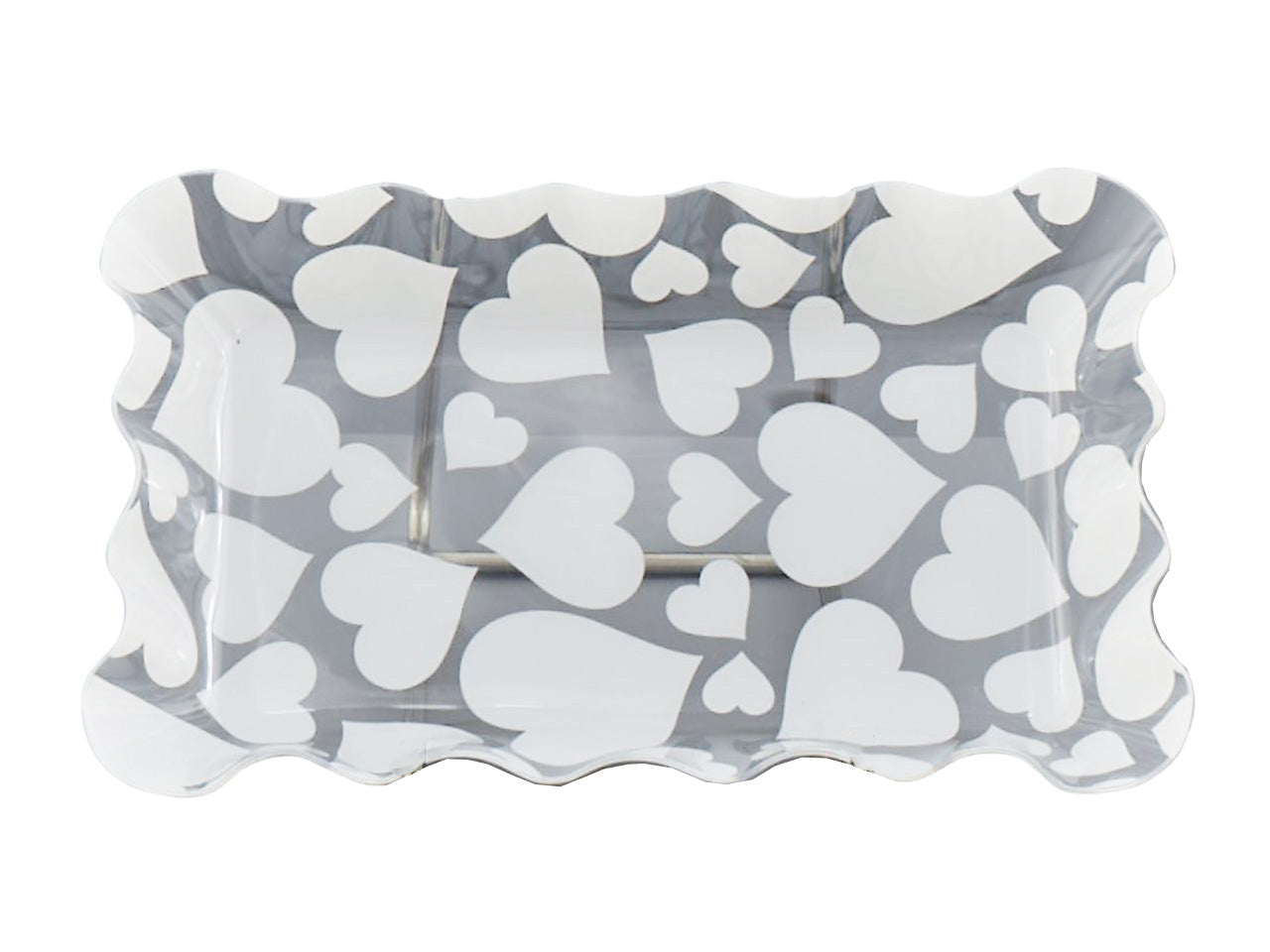 Linea cuori bianchi vassoio rettangolare 22x13,5x3cm