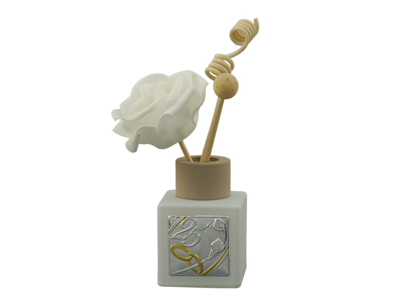 Profumatore satinato per 25° anniversario da 25ml con placca 4,2x4,2x7cm