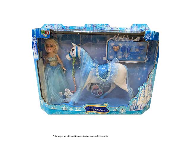 Bambola c/cavallo e acc. blu toy0102