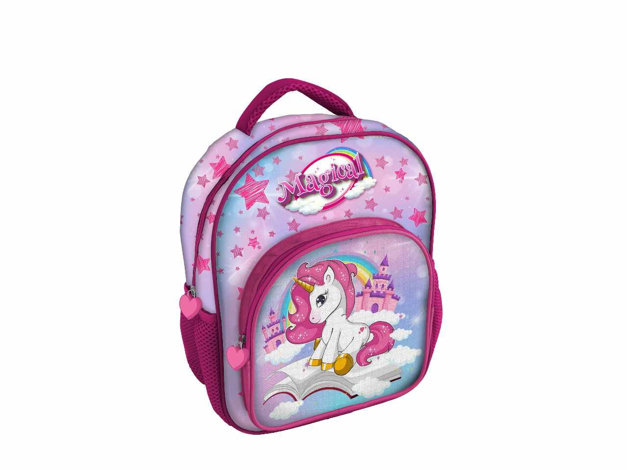 Zaino per la scuola unicorno rosa in tessuto 30x24x14cm 230 g - 1 zaino