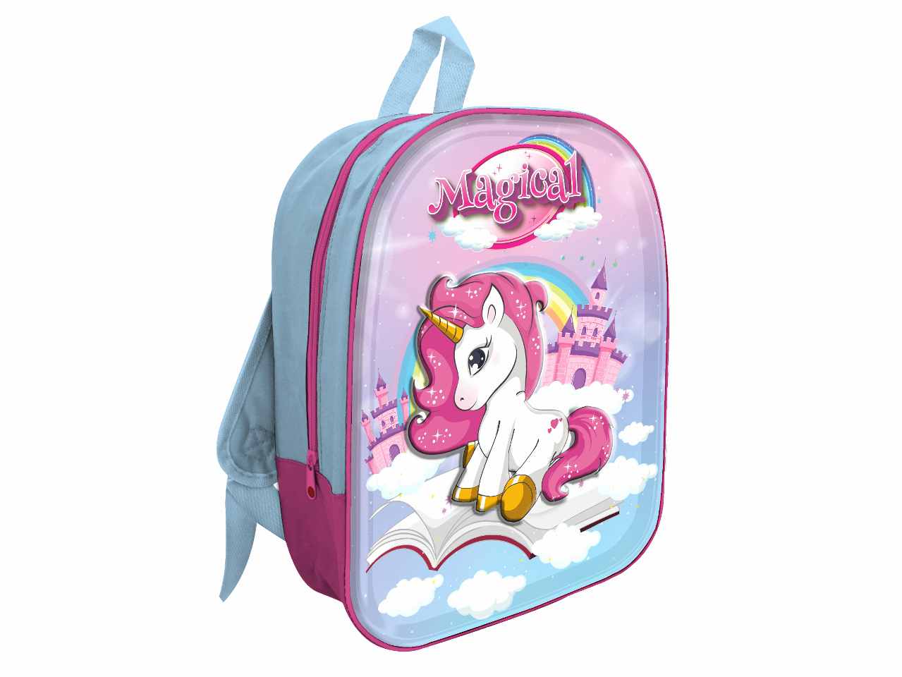 Zaino per la scuola unicorno rosa in tessuto 30x25x10cm 100 g - 1 zaino