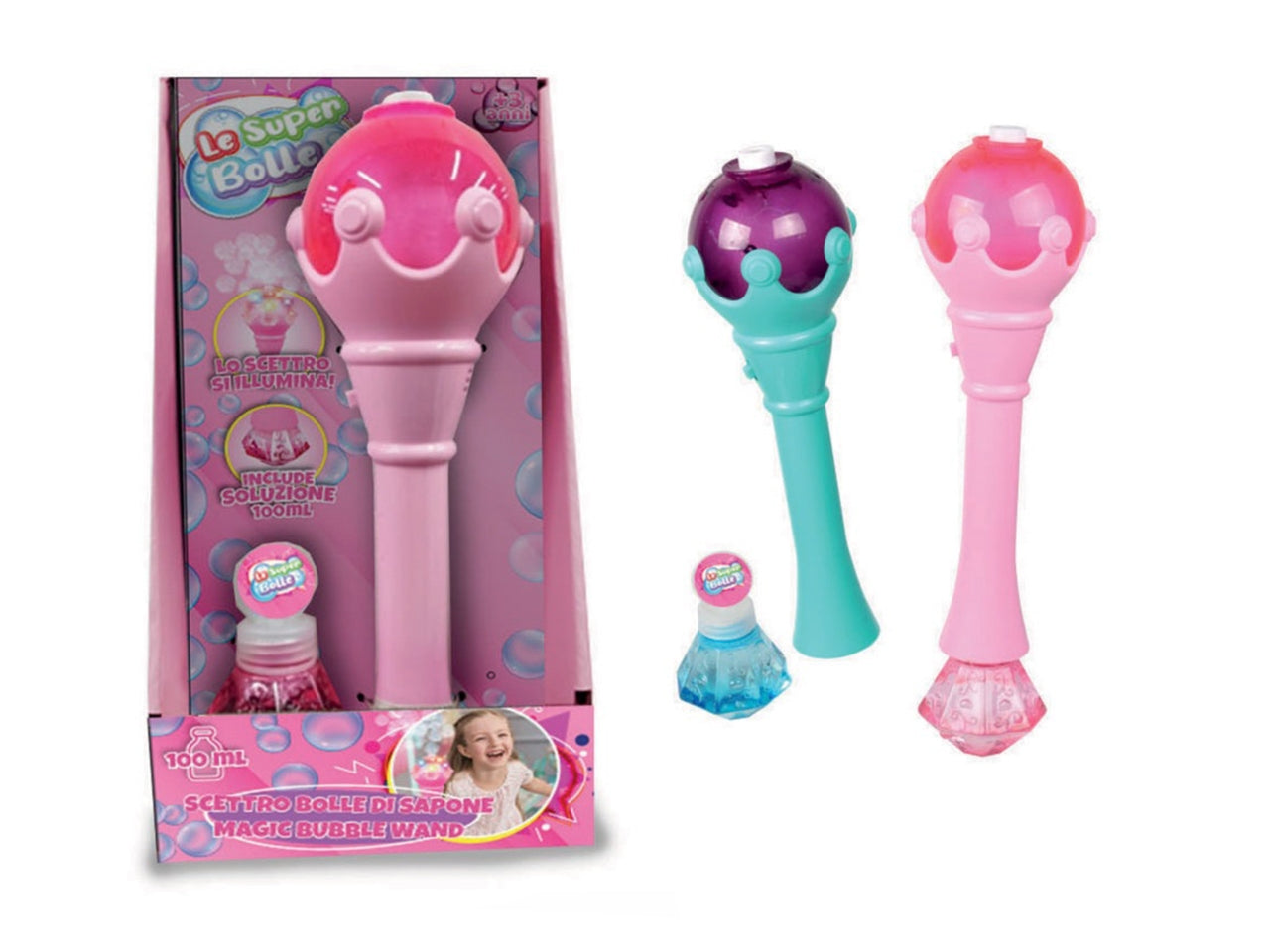 Scettro bolle di sapone 100ml con luci