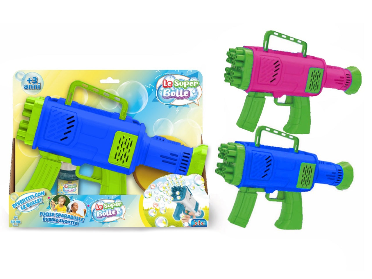 Pistola sparabolle 50ml a pile colori assortiti