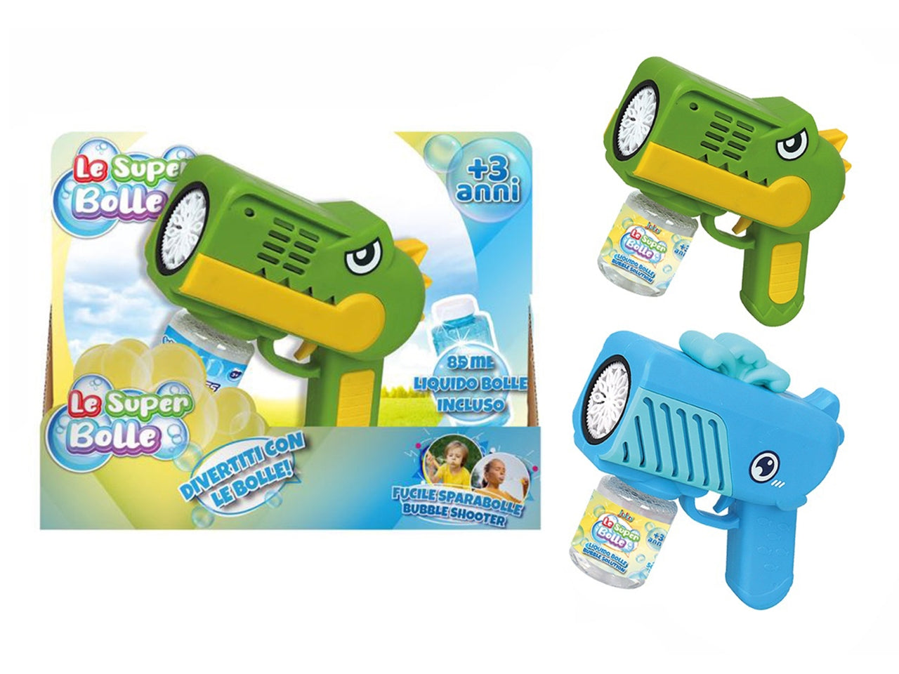 Pistola sparabolle 85ml a pile colori assortiti