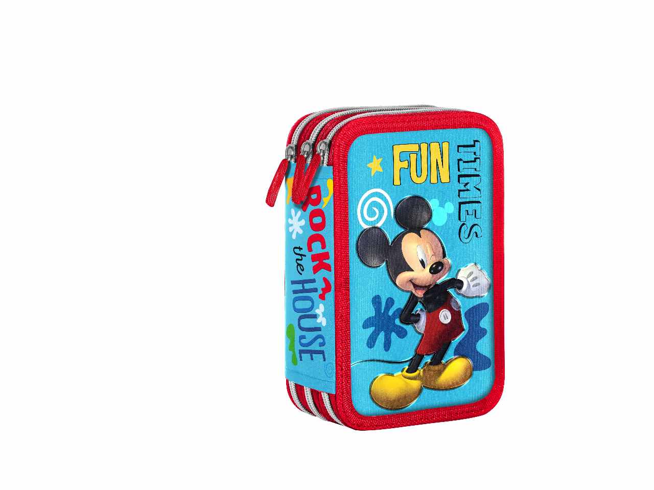 Astuccio 3 cerniere mickey celeste in tessuto 6x12x19cm 530 g - 1 astuccio