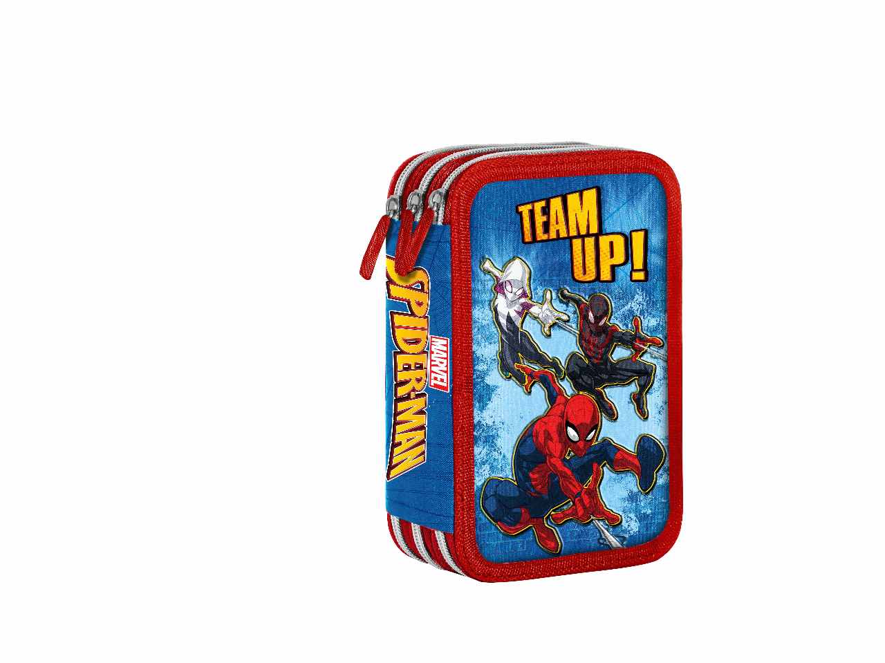 Astuccio 3 cerniere SPIDERMAN blu in tessuto 6x12x19cm 530 g - 1 astuccio