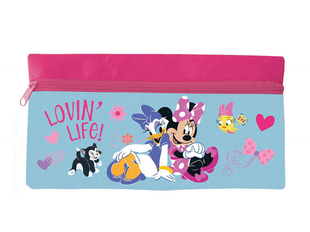 Astuccio minnie celeste in tessuto 21x11x2cm 60 g - 1 astuccio