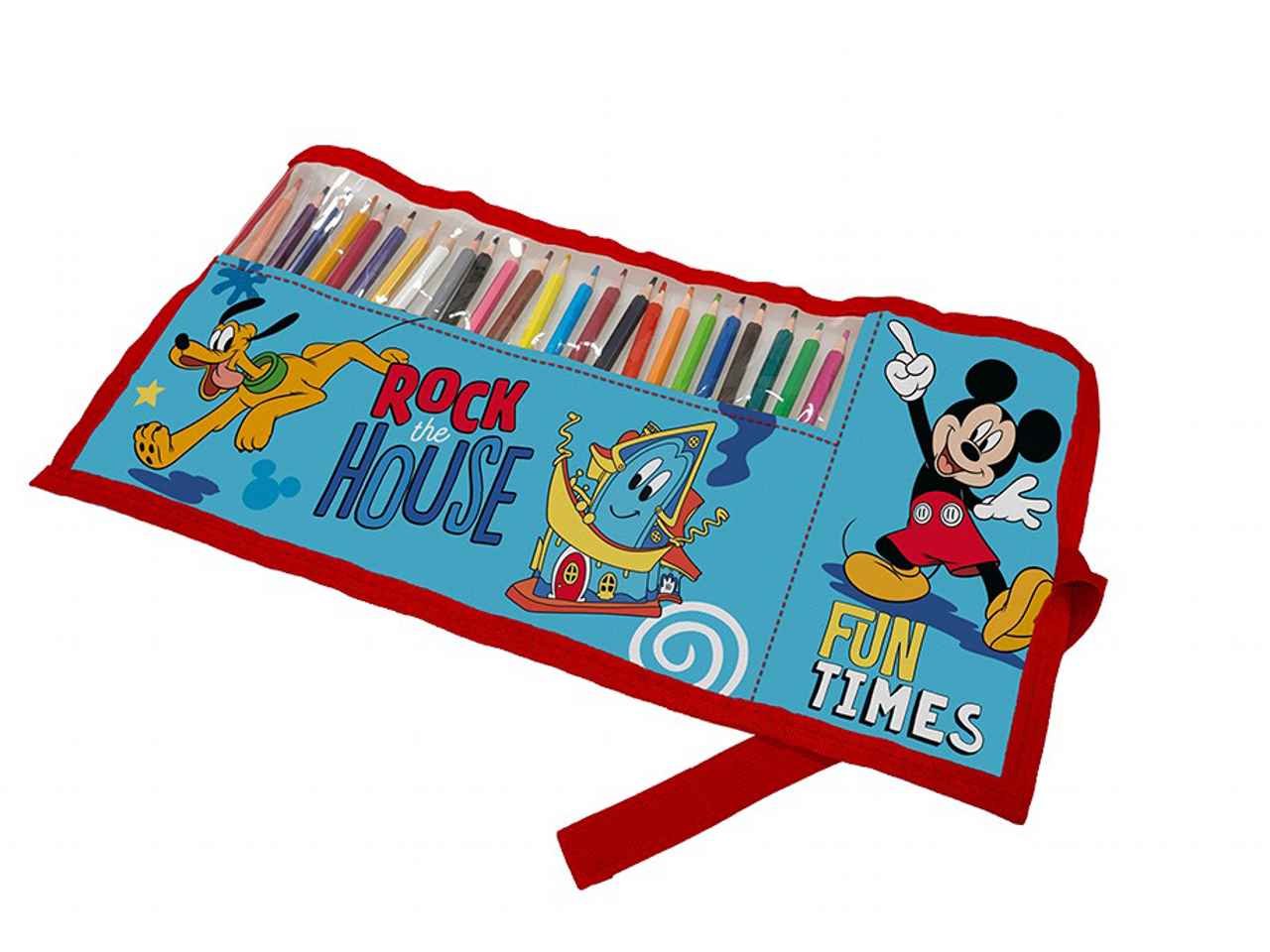 Astuccio mickey celeste in tessuto 14x5x4cm 40 g - 1 astuccio