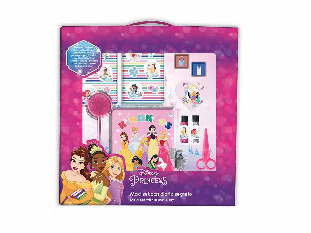 Princess set da disegno con diario glitterato