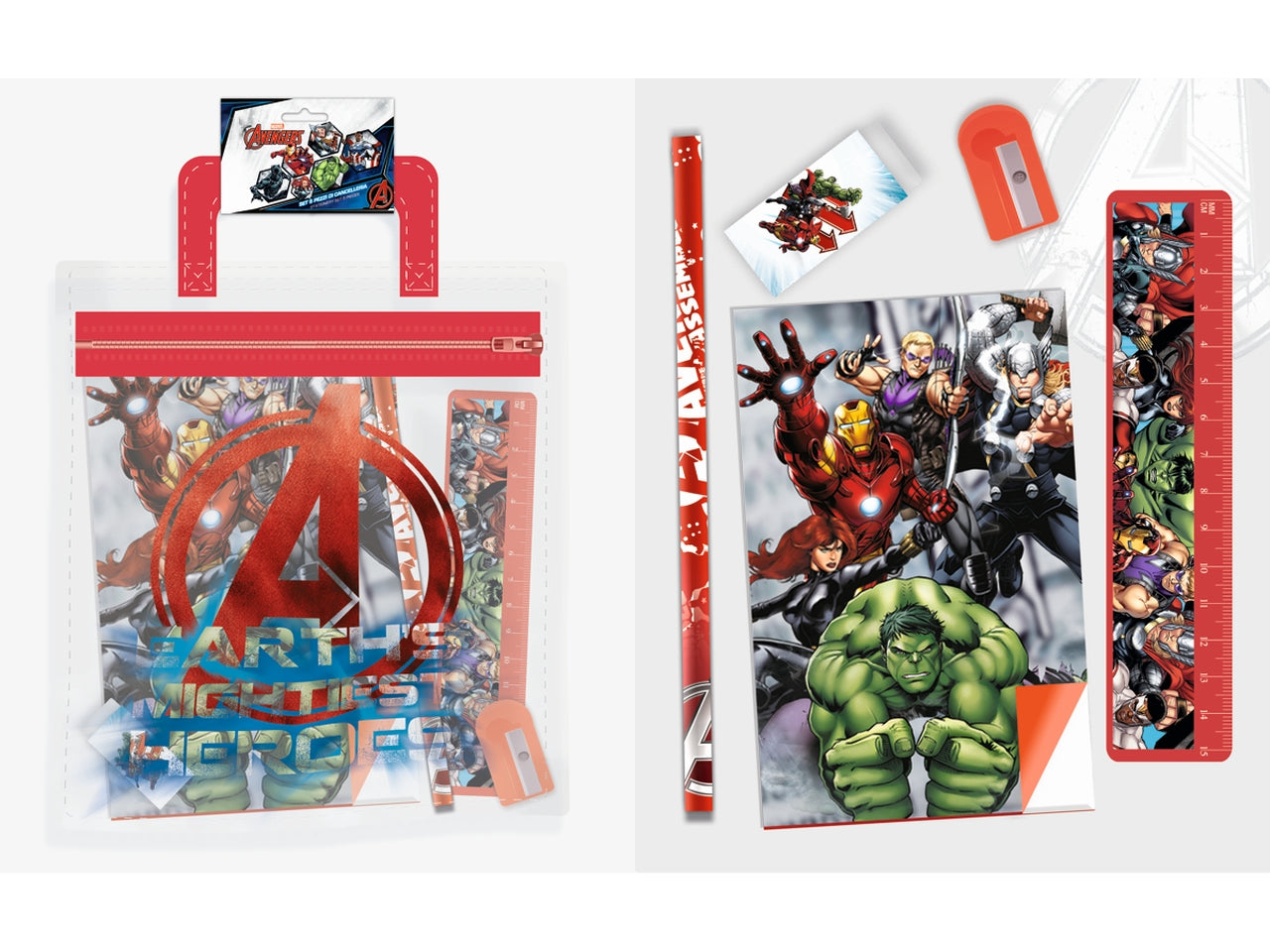 Avengers set cancelleria album da disegno e accessori 24x18 cm - MC Group