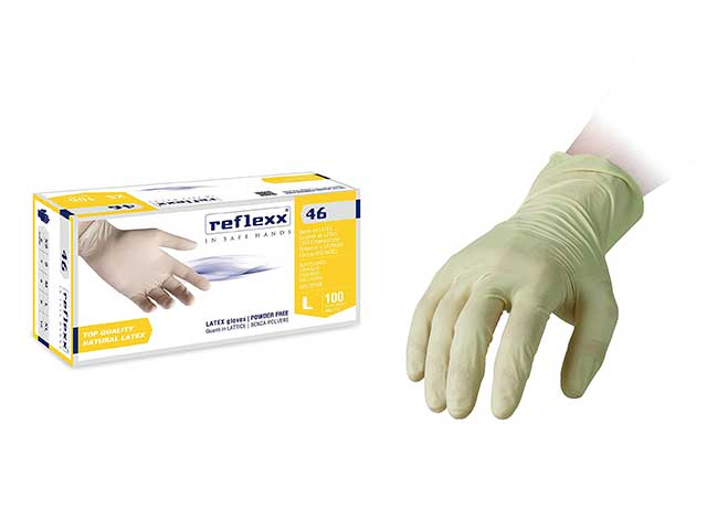 Guanti in lattice s/polvere tg.l 100 pezzi r46l