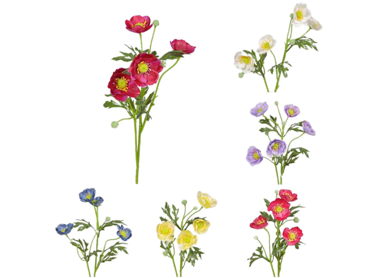 Ramo con anemoni 55cm colori assortiti