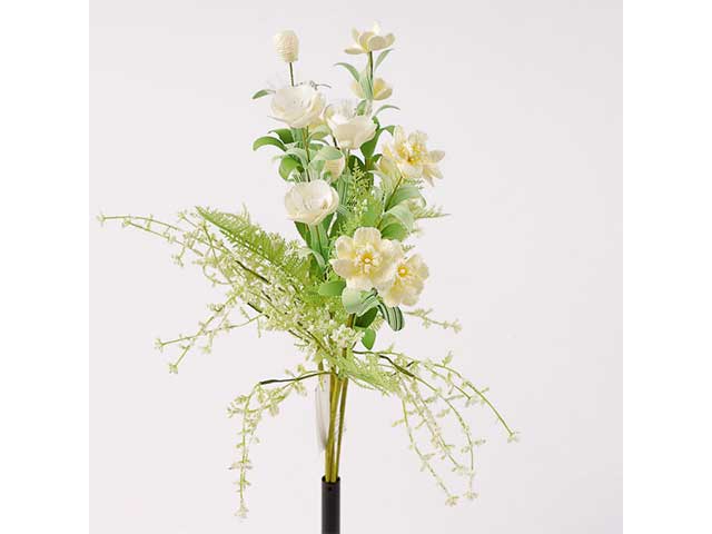 Mazzo fiori misti con erbe 61cm bianco 2fhz730