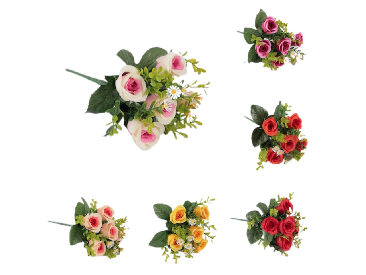 Mazzetto di roselline 20cm colori assortiti