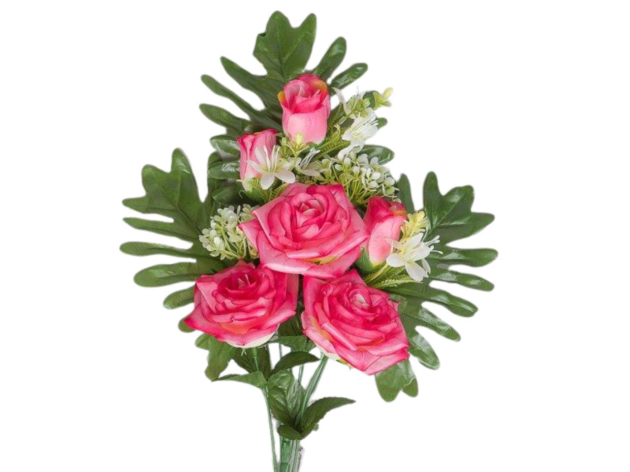 Mazzo frontale con rose x8 h.43cm rosa
