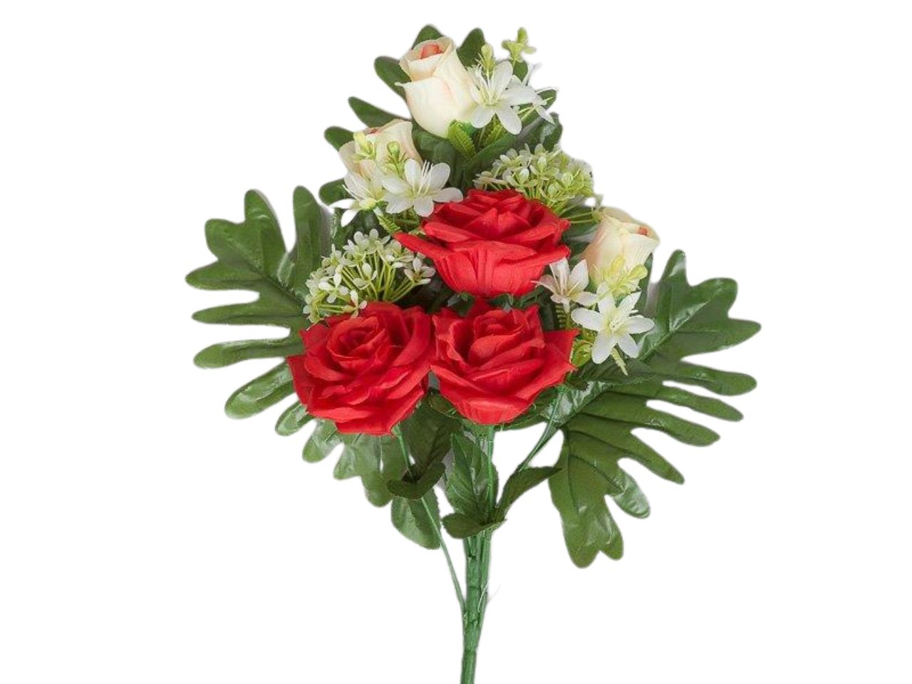 Mazzo frontale con rose x8 h.43cm rosse